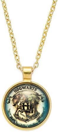Hogwarts Gryffindor, Slytherin, Ravenclaw, Hufflepuff Crest Pendant Harry Potter Necklace (blue)