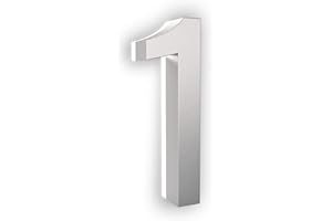 LN LUMANUMBERS - 7 Inch LED House Numbers, ABS-Polymer, Premium Quality, Backlit LED Illuminated Home Address Number, Lighted House Numbers, Modern Address Numbers (1, Silver)