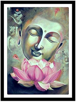 plmko 5D Diy Diamond Mosaic Religious Buddha Head Full Round Diamond Painting Cross Stitch Diamond Embroidered Portrait Frameless 40x50 Cm