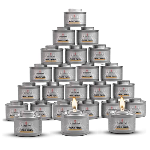 Caterpax - 24 Pack - 6 Hour Chafing Fuel Cans for Food Warmers & Chafing Buffet Trays – Odorless, Smokeless, Long Burn Wick, Easy Lighting, Liquid Fuel, Indoor Safe Buffet Fuel