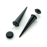 Solid Black - Acrylic Fake Tapers - Cheaters - 0G Gauge - 8mm