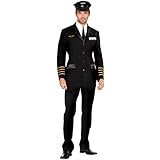 Dreamgirl Men's Mile High Pilot Hugh Jordan Costume, Black, X-Large