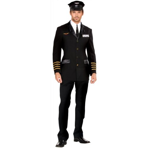 Dreamgirl Men's Mile High Pilot Hugh Jordan Costume, Black, X-Large