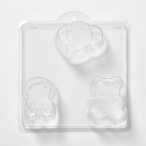 World Of Moulds 3 Cavity Teddy, Rabbit & Elephant Soap/Bath Bomb Mold N22
