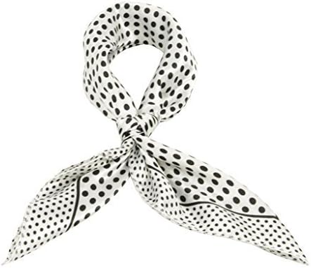 Polka Dot 50cm White Neck Satin Square Scarves,Neckerchief