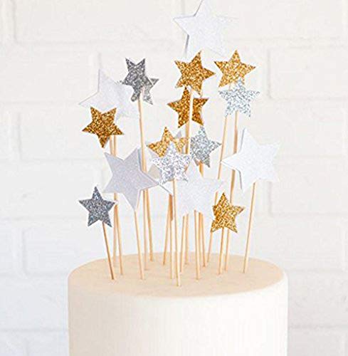 Monyus 100 Pcs Little Star Cupcake Toppers, Decorations for Baking Dessert, Birthday Party, Baby Shower, Bridal Shower, Wedding, Cocktail Forks Party