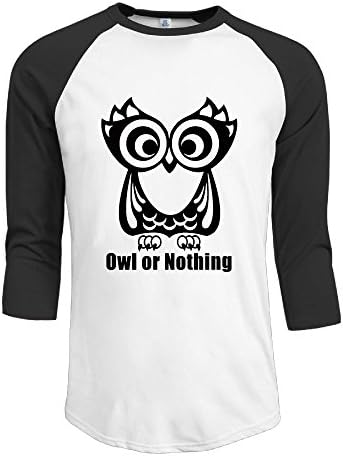 OOut Qiang Qiang Men's Owl Or Nothing Raglan Shirt 3/4 Sleeve T-shirt S