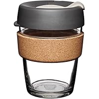 KeepCup Reusable Tempered Glass Coffee Cup | Travel Mug with Spill Proof Lid, Brew Cork Band, Lightweight, BPA Free | Medium 