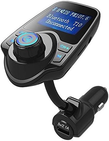 FM Transmitter, HSEE Bluetooth Wireless Radio Adapter Audio Receiver Stereo Music Modulator Car Kit with USB Charger (Blue)