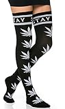 STAY Weed Print Thigh High Socks (Unisex)