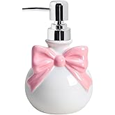 123Arts Ceramic Soap Bottle, Bow Tie Relief Lotion Dispenser with Pump,350ML
