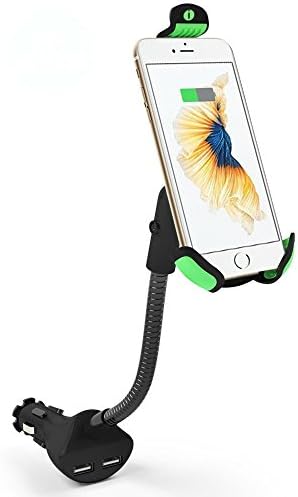 Car Charger Mount, Ixt Upgraded Version Universal Gooseneck Car Mount Holder with Dual USB 2.1A Car Charger with Over Charge and Over Current Protection for 3.5-6.3 Inch Smartphones &amp; GPS Devices