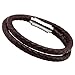 Jusnova Brown Braided Leather Bracelet Bangle with Stainless Steel Magnetic Clasp for Men Women