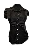 eVogues Women's Plus Size Satiny Button Front Dress Shirt
