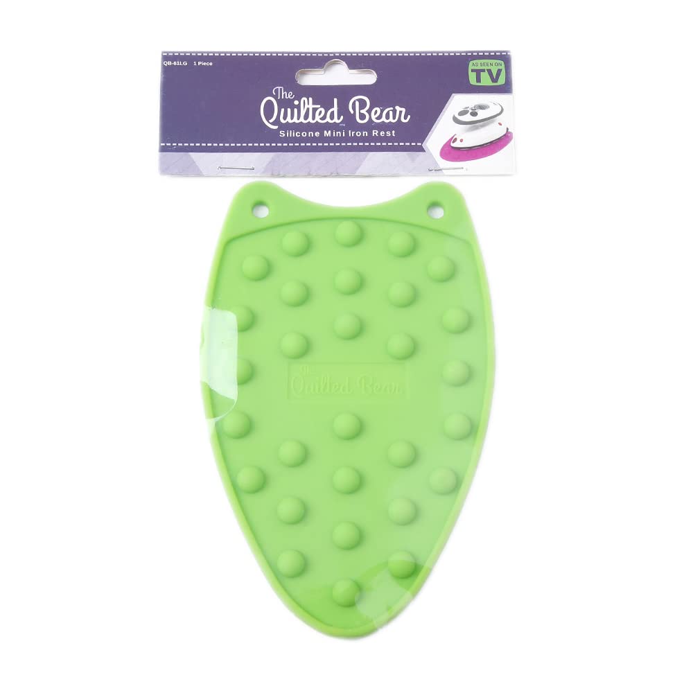 The Quilted Bear Mini Iron Rest - Mini Silicone Heat Resistant Iron Pad for General Crafts, Portable Ironing Stand for Travel and Quilting Use (Lime Green)