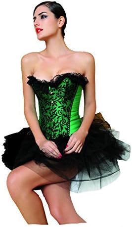 CLUBCORSETS Ladies Green Burlesque Corset and Full Tutu Fancy Dress Sizes s-2xl