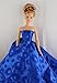 A Long Gown in Bold Blue with a Circle Patterned Fabric Made to Fit Barbie Doll