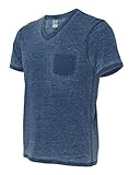 19 Seventies Jersey Burnout Leo V-Neck T-Shirt - Faded Navy - X-Large