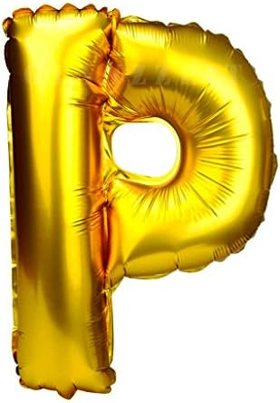 16 Inch Gold Balloons Decor Letters A to Z Numbers 0 to 9 for Wedding Prom Birthday Party (Letter P)