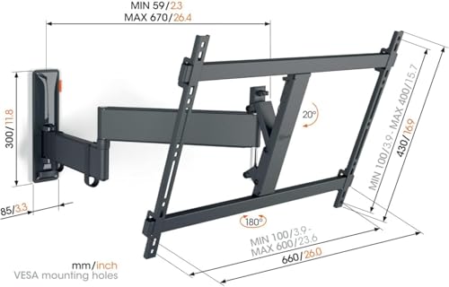 Vogel's TVM 3645 Swivel TV Wall Mount Bracket for 40-77 Inch TVs, Holds TVs Up To Max. 35 kg, Swivels Up To 180° Full Motion TV Mount Max. VESA 600x400, Universal Compatibility