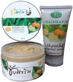 Spa Herbal Lakoocha Scrub Compound Oxyresveratrol Skin Thai 1 Set 2 Psc. 300g &amp; 220g