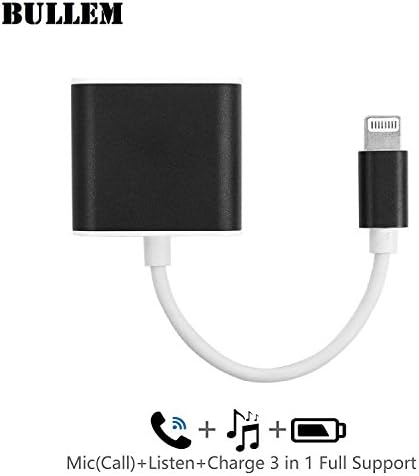 iPhone 7 Headphones Adapter with Mic, iPhone 7 Adapter, Support Call &amp; Listen &amp; Charge, Lightning to 3.5mm Headphone Jack Adapter for iPhone 7, iPhone 7Plus (Need BLUETOOTH Connection) - Black
