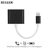 iPhone 7 Headphones Adapter with Mic, iPhone 7 Adapter, Support Call & Listen & Charge, Lightning to 3.5mm Headphone Jack Adapter for iPhone 7, iPhone 7Plus (Need BLUETOOTH Connection) - Black