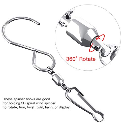 CandyHome Swivel Hook Clips for Hanging Wind Spinners, Wind Chimes, Crystal Twisters and Party Supply (6 Pack)