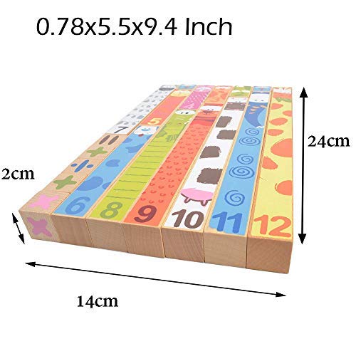 BOHS Wood Rainbow Montessori Number Rods - Visual Math Concepts - Counting,Addition,Subtraction ,Fraction - Preschool Learning Manipulative Toys (2CM-24CM)- Ages 3 & Up