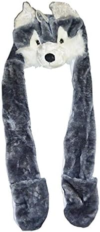 Cartoon Animal Shaped Children Adults Winter Warm Soft Plush Hood Earmuff Scarf Hat Cap Dress Up for Kids Boys Girls by TheBigThumb
