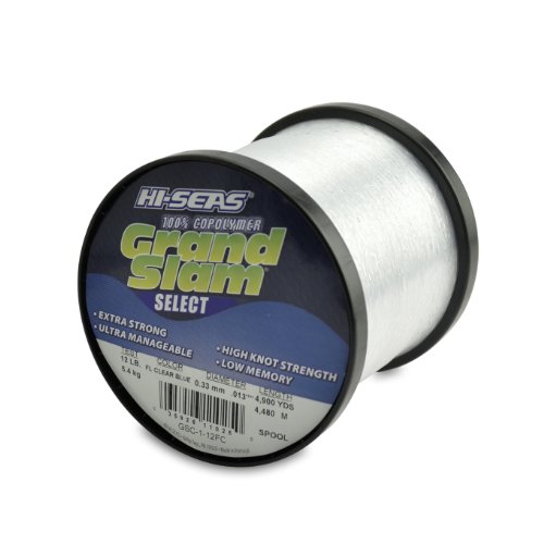 Hi-Seas Grand Slam Select 100-Percent Copolymer Line, Fluorescent Clear Blue, 12-Pound Test, 1-Pound Spool