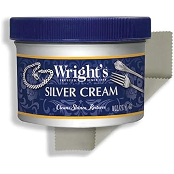 Wright's Silver Cleaner and Polish Cream - 8 Ounce with Polishing Cloth - Ammonia-Free - Gently Clean and Remove Tarnish without Scratching