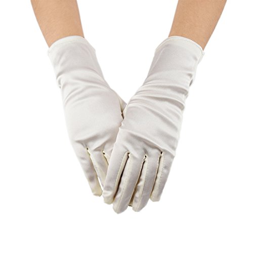 Greenmoe Women's Elegant Short Finger Formal Party Wrist Length Gloves Ivory - Thumbnail 2