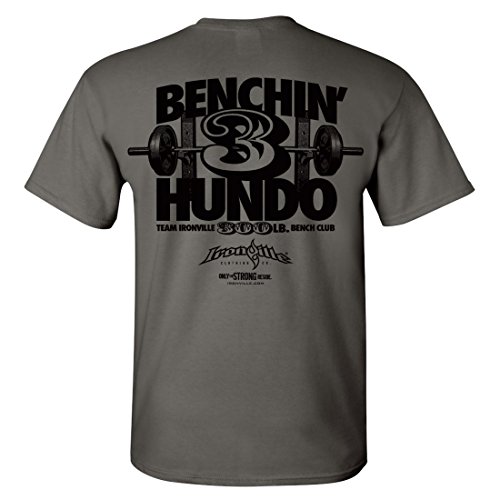 Ironville 300 Pound Bench Press Club T-Shirt Charcoal Gray Medium