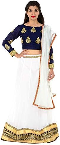 S R Fashion Women's Faux Georgette Lehenga Choli (SRF-5001, Cream)