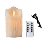 Bello Luna 4.9in LED Flameless Candle Tear Wave Shaped Rechargeable and Environmental Flickering Candle with Remote Control