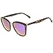 zeroUV High Fashion Metal Outer Frame Color Mirror Lens Oversized Cat Eye Sunglasses 55mm (Tortoise-Gold/Purple Mirror)