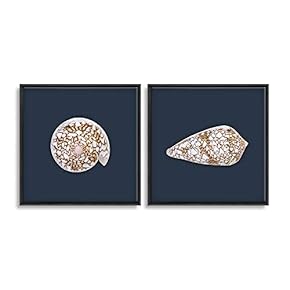 2 Piece Framed Canvas Wall Art for Living Room, Bedroom Conch Theme Canvas Prints for Home Decoration Ready to Hang - 16"x16"x2 Panels