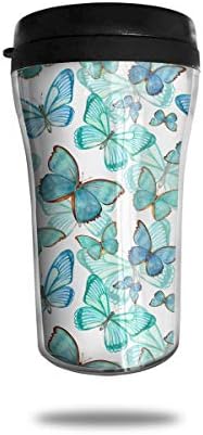 OUYouDeFangA Beautiful Butterflies Watercolor Painting Travel Coffee Mug 3D Printed Portable Vacuum Cup,Insulated Tea Cup Water Bottle Tumblers For Drinking With Lid 8.54 Oz (250 Ml)