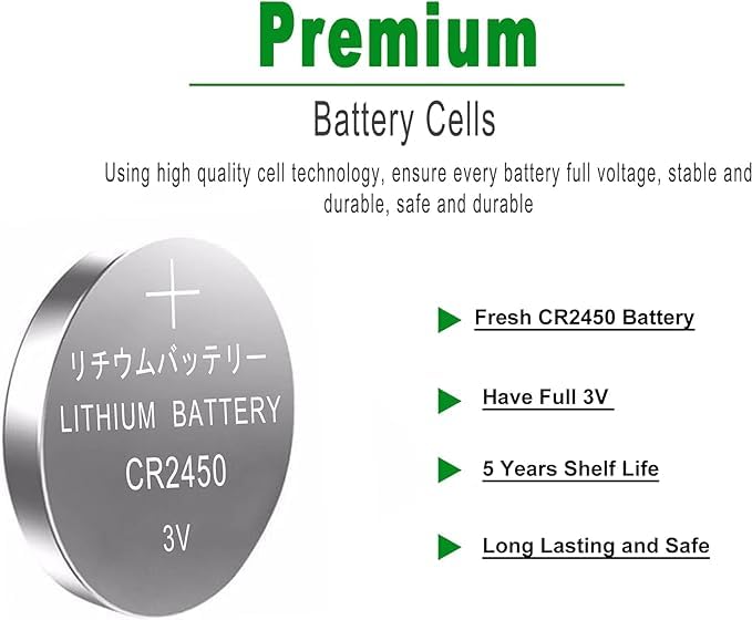 JNKXIXI 50 Pack CR2450 Battery Lithium Li-ion 600mAh CR 2450 3V Batteries