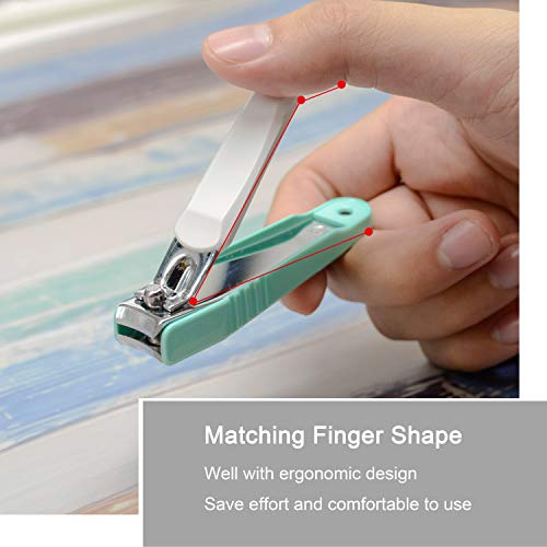 Premium Quality Nail Clipper Nail Cutter Nail Trimmer Set With Nail Catcher and Nail File - Anti-Splash Fingernail and Toenail Clippers (Green)