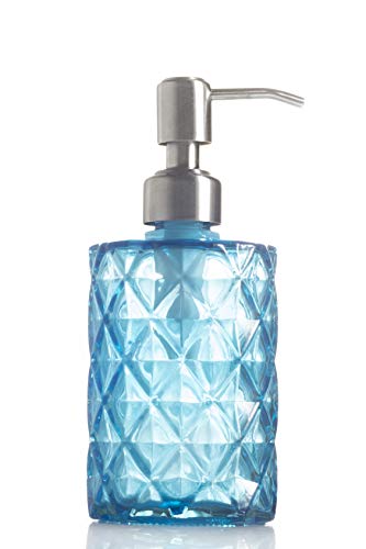 Easy-Tang Soap Dispenser for Kitchen, Bathroom - Refillable Wash Hand Liquid Clear Glass Bottle, Colored Jar with Stainless Steel Pump, Ideal for Dish Detergent, Essential Oil, Shampoo Lotion (Blue) - Thumbnail 7