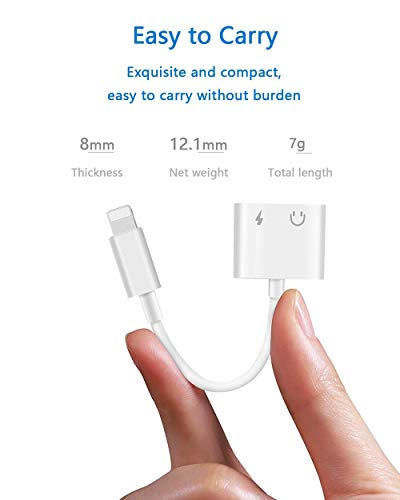 [Apple MFi Certified] Phone Splitter Adapter,Splitter Earphone Extender Adapter Music Charger Headphone Accessories for Phone X/8/8plus/7/7plus Support Music+Charge+Call+Volume Control Support iOS 12 - Thumbnail 4