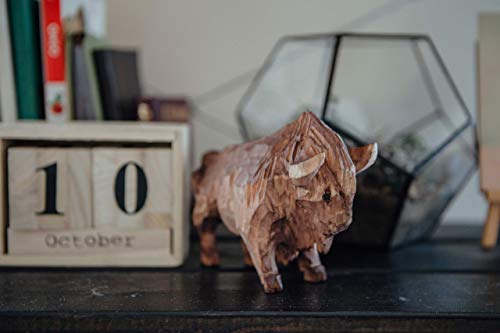 Bison Vintage Wooden Animal Toy Office Decor Wooden figure Vintage Wooden statue decorative Wooden Statue Carved Vintage sculpture Handturned gift FBA AF1
