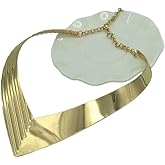AISIBO High Polished Stainless Steel Collar Necklace, Heart Shape Love Choker for Women Statement Jewelry (Gold)