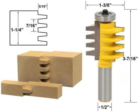 HOPELUO Durable 5/16" x 1/2" Shank Rail Stile Glue Joint Router Bit Cone Tenon Cutter