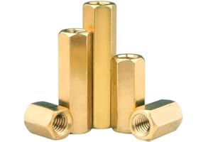 TESILANG M3*18(20pcs) Metric Hexagonal Coupling Nuts, Brass,Metric Hex Coupling Nut, Rod Coupling Nuts