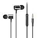 Wired Metal Earphones AIFEIMEI In-ear Heavy Bass Stereo Earbuds Headphones Volume Control with Microphone Headset Sport Gym Running for iPhone iOS/Android 3.5mm jack +Carrying Case (BLACK)