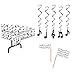 MUSIC NOTE Musical Theme PARTY Decorations - TABLECLOTH (54" x 108") 5 Dangling Swirls - 50 Cupcake PICKS - PIANO Recital G Clef DECOR