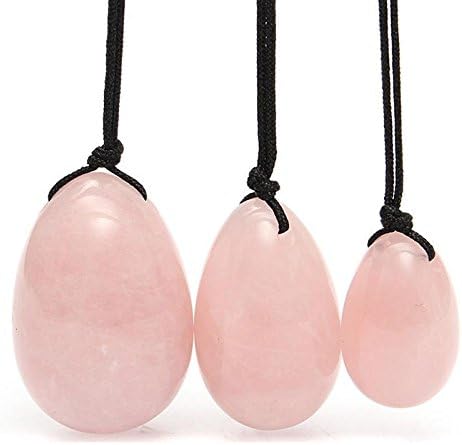 Anroll Yoni Egg Drilled Natural Obsidian Exercise Eggs to Train Pelvic Muscles Kegel Exercise for Vaginal Tightening (Pink)
